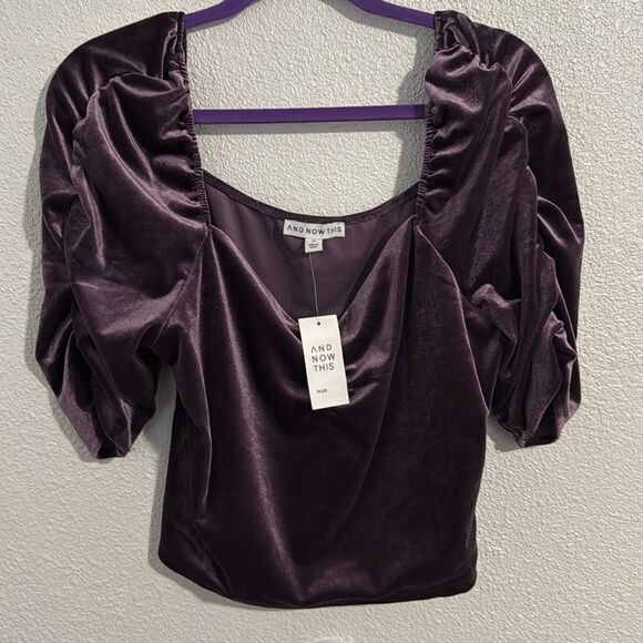 NWT- And now this- cropped purple velour top size  1X - Picture 1 of 7